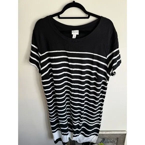 Ava and Viv black and white striped tshirt dress - Picture 1 of 2